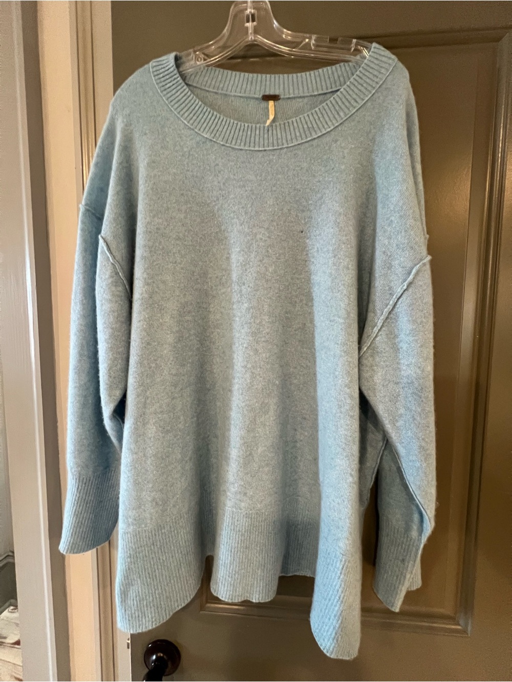 Free People Cashmere Tunic Sweater Soft Blue Crewneck